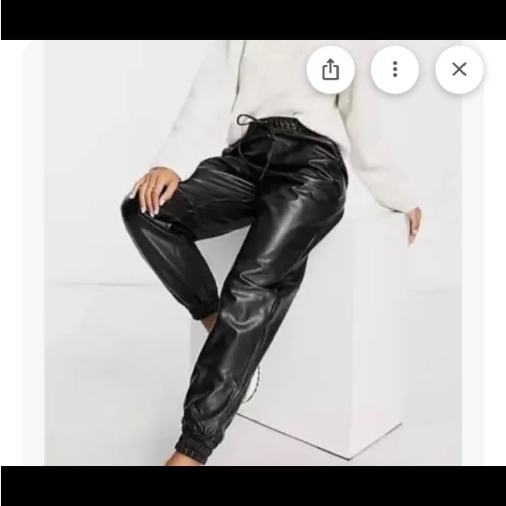 ABERCROMBIE & FITCH Black Faux Leather Jogger Pants SZ S